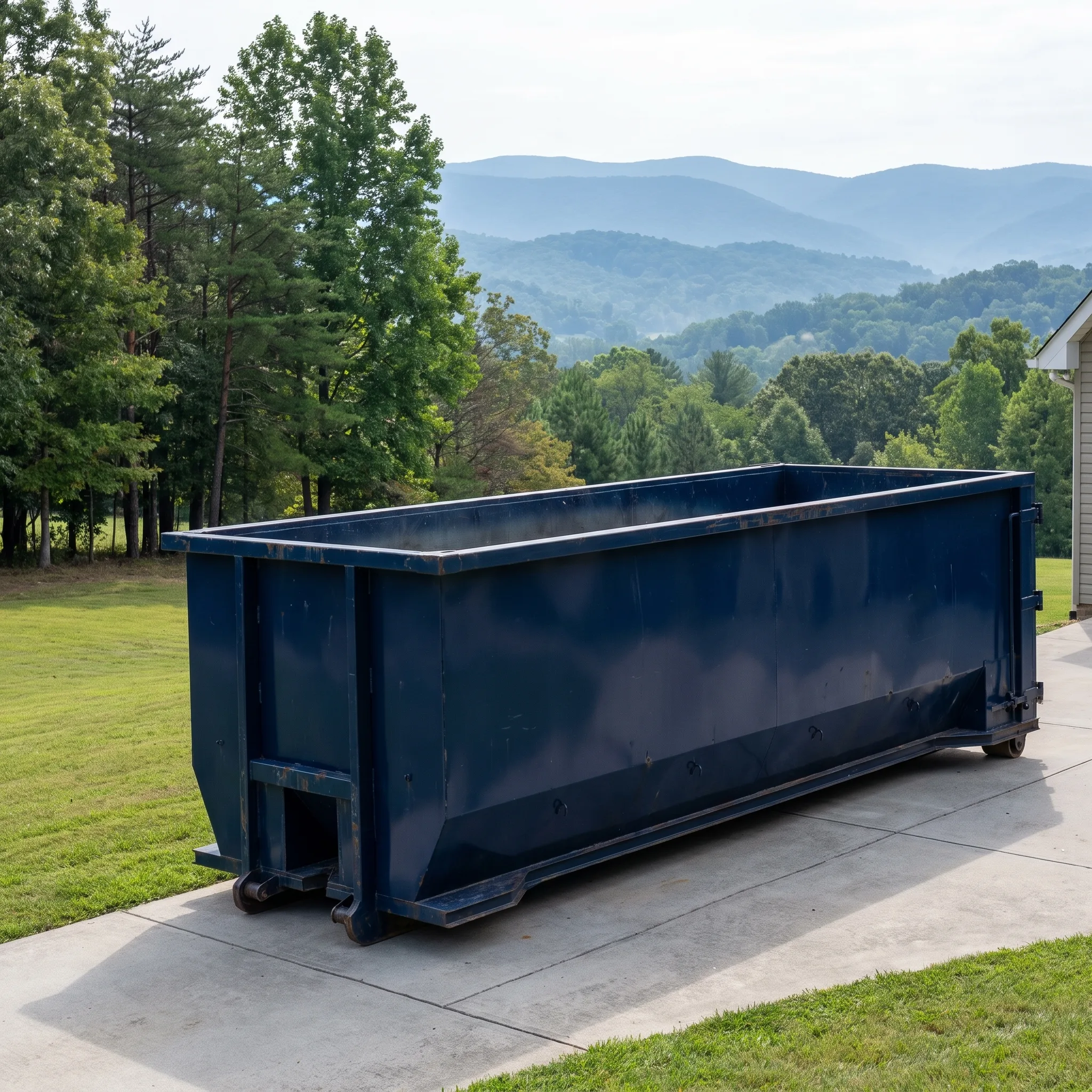 Roll-off dumpster on a North Carolina job site